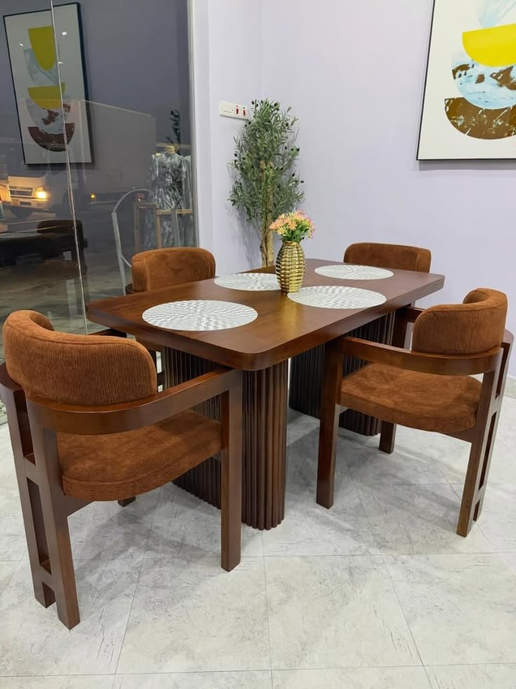 Premium designer cushion 4 seater dining set